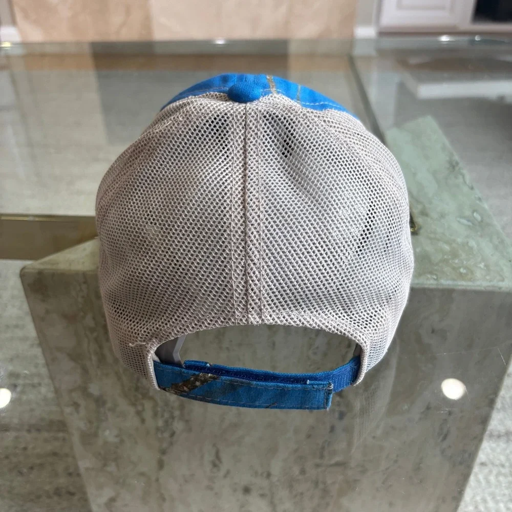 Mossy Oak Trucker Hat Womens OSFM Blue Camo Good Used Condition Mesh Back Cap